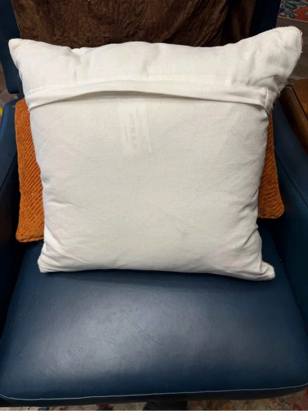Rust and Blue Geometric Accent Pillow - Brand Liva Bliss
